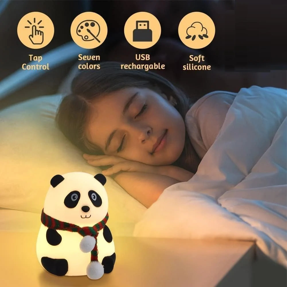 Cute Panda Night Lamp- Silicon Lamp For Bedroom , Color Changing Lamp for kids.